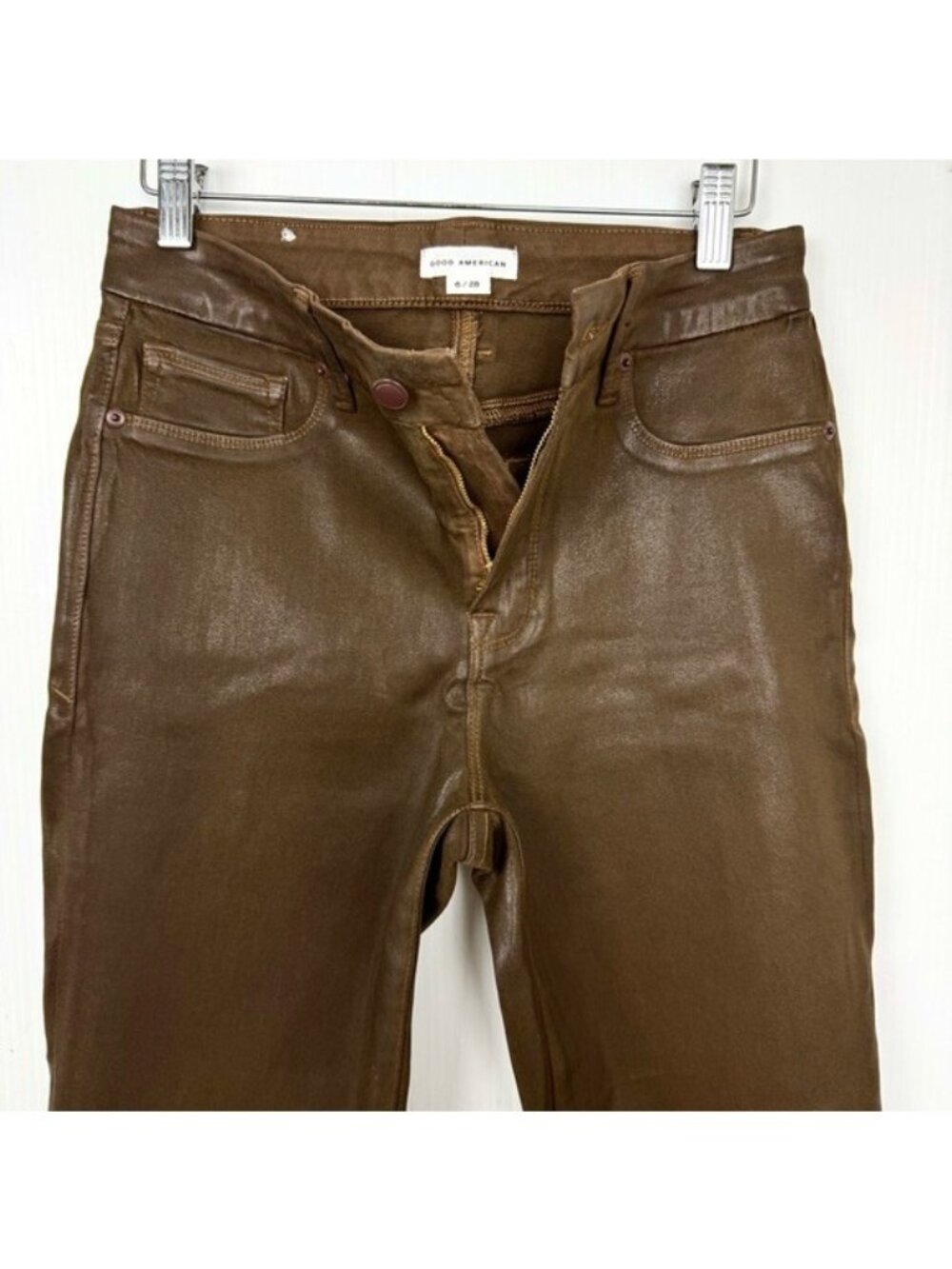 Good American GOOD LEGS COATED STRAIGHT JEANS LIGHT MOCHA 28 - Picture 5 of 14